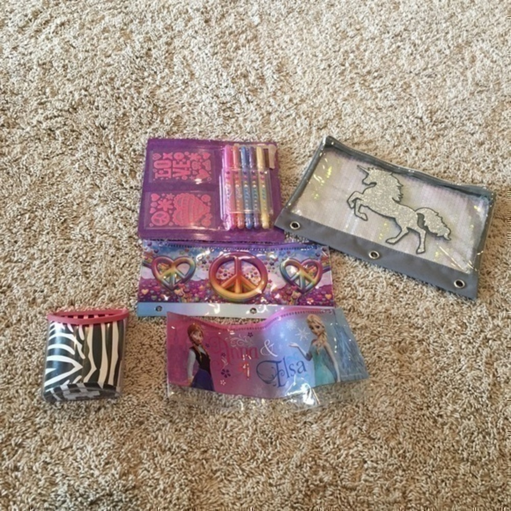 Girls pencil bags, markers, locker pencil holder